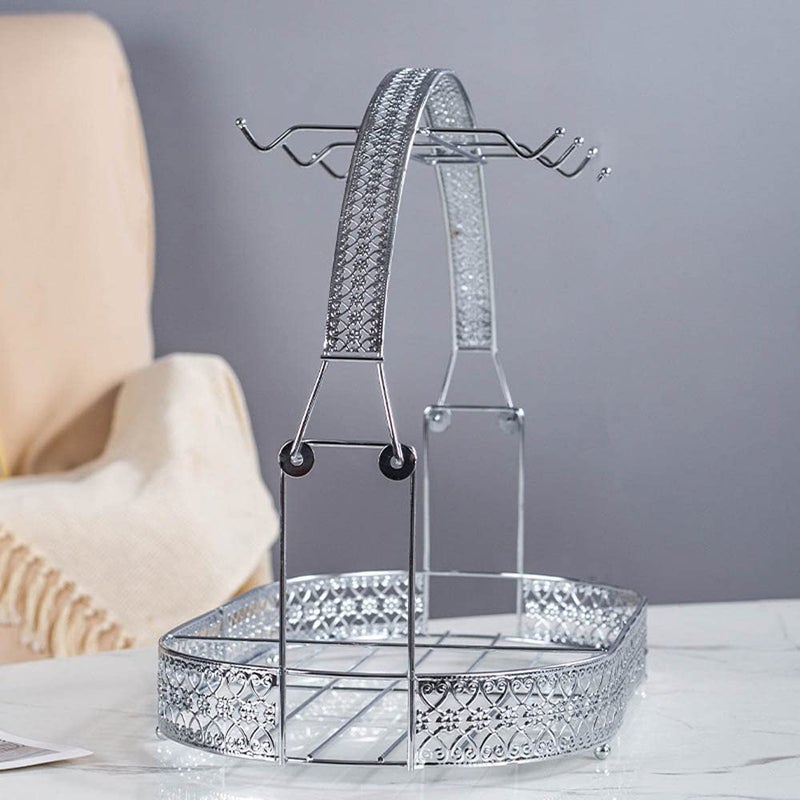 Piscepio Mug Holder Coffee Cup Holder Stand Dishes Organizer Wrought Iron Mug Drainer Storage Drying Rack for Counter Cabinet Table Kitchen Restaurant Office (Silver A) - Image 3